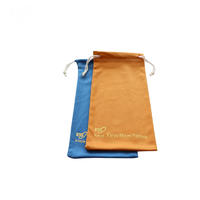 Microfiber Metalic Gold Drawstring Pouch With Company Logo